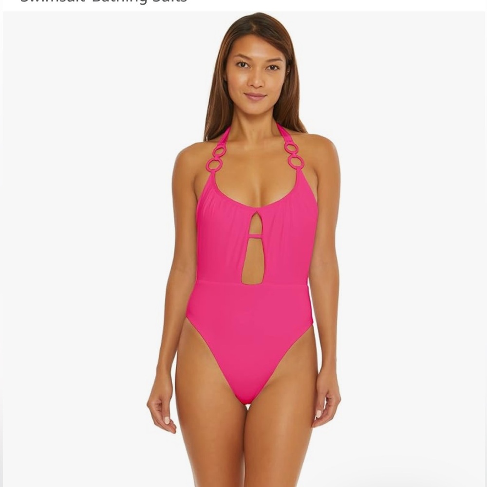 Trina Turk 1-Piece Monaco Halter Swimsuit in Hot Pink, NWT. MSRP $168